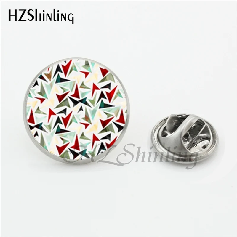 New Arrival Geometric Pattern Lapel Pin Handmade Glass Art Photo Butterfly Stainless Steel Clasp Pin Jewelry Brooches