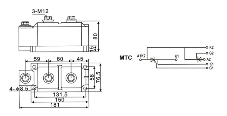 Thyristor Module MTC 800A 1600V Thyristor Module