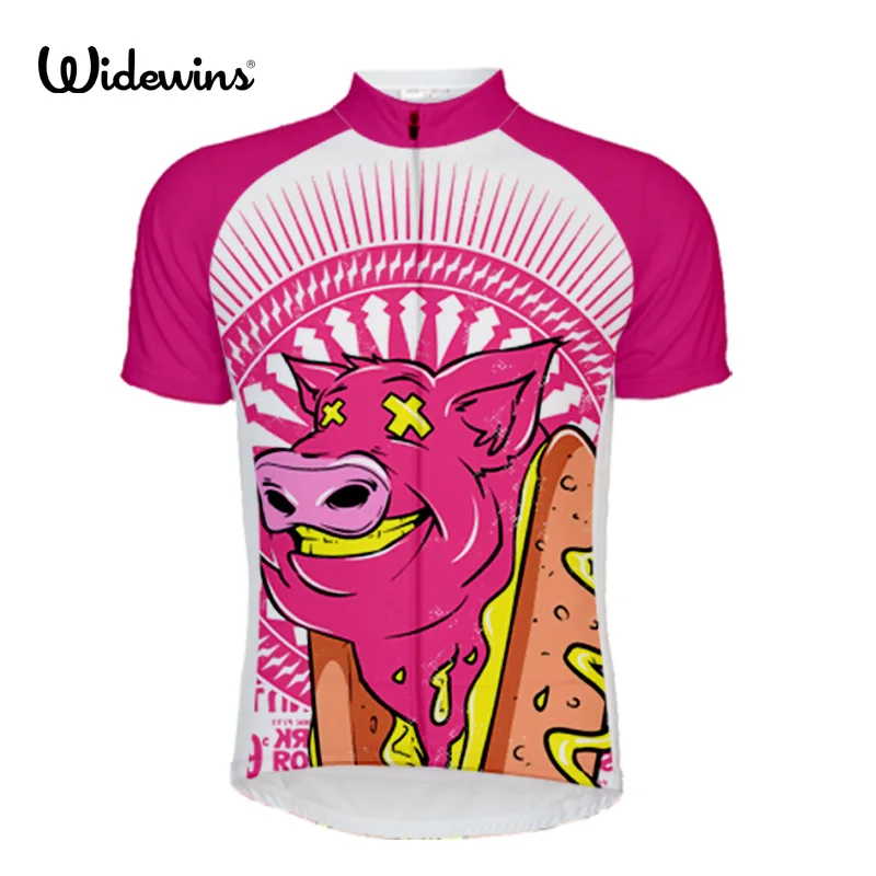 

red Pig Outdoor Sports Cycling Jersey Spring Summer gold Pig Bicycle Short Sleeves MTB Clothing Shirts Wear Bike Sportswear 5628