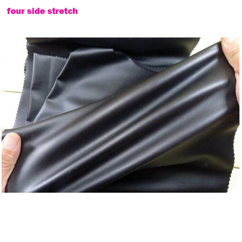 Good 69*50cm 4 Side Stretch Faux Leather Fabric Black PU Leather Fabric Pants Synthetic Faux Leather Fabric For Sewing Diy Pants