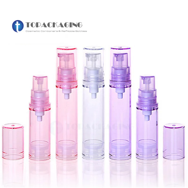 50*5/10/15ML Airless Bottle Plastic Vacuum Refillable Empty Cosmetic Container Lotion Packing Essential Oil Shampoo Perfume Vial