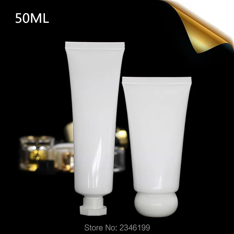 50ML 50g 50pcs White Plastic Cosmetic Soft Tube Hand Cream Sunscreen Container For Beach Portable Cosmetic Refillable Bottles