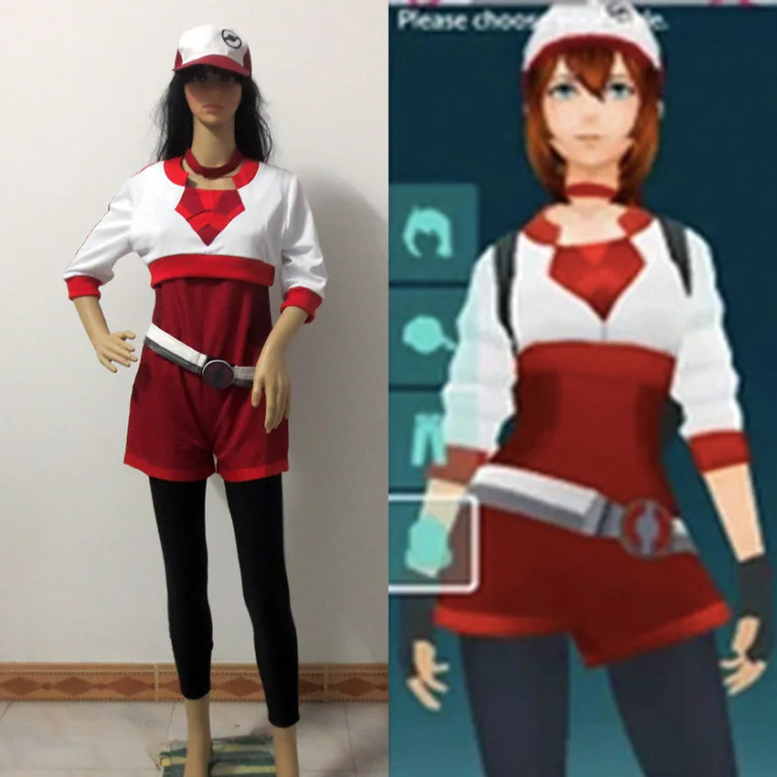 

Game Hot Go Anime Cosplay Costume Hot Go Team Trainer Red Uniform