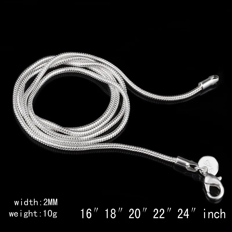 1MM 2MM versilberte, glatte Schlangenkette, geprägte Choker-Halskette für Damen, Schmuck, 16 18 20 22 24 26 28 30 Zoll, Dropshipping – Detail 3