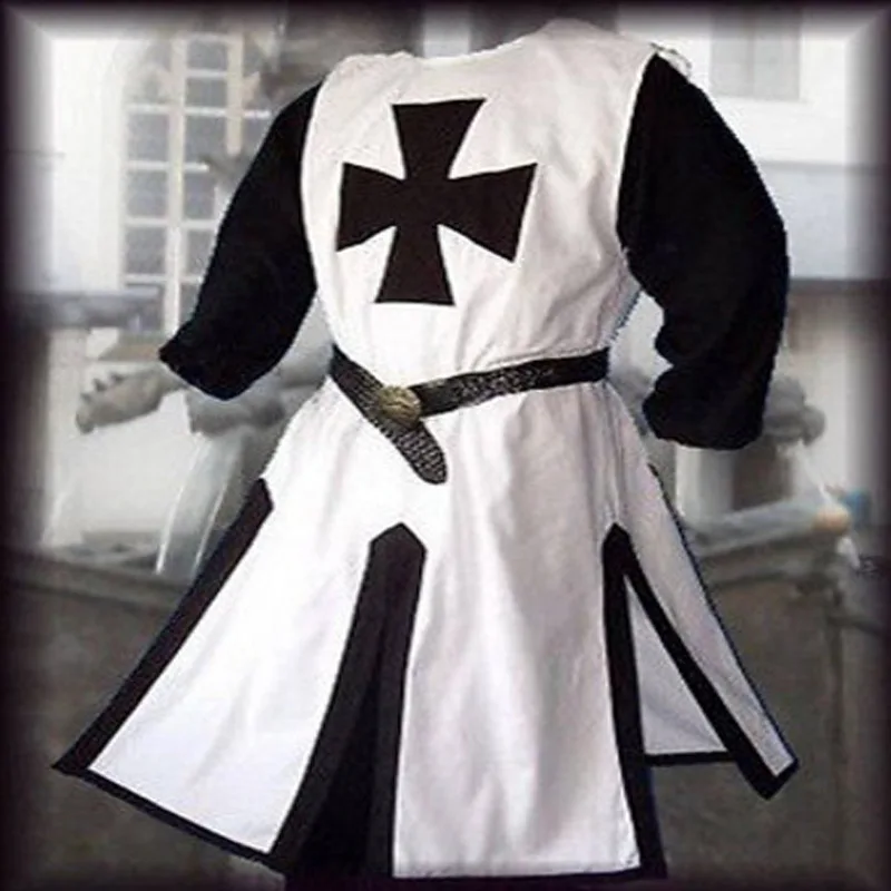 Medieval Warriors Knight Templar Crusader Costume For Adult Men Gown Shirt Top Cross Tabard Surcoat Tunic Clothes 3XL 4XL 5XL