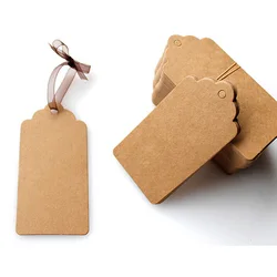 100pcs/LOT Brown Kraft Paper Wedding Note Scallop Head Label Luggage DIY Blank price Gift Hang tag