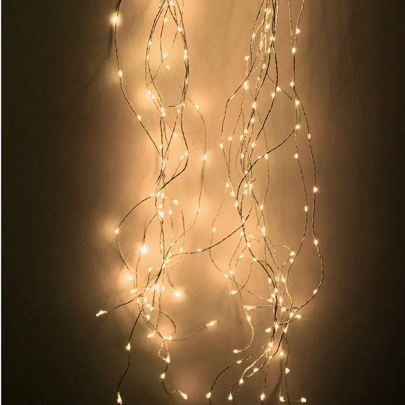 2M 380LED Curtain String Fairy Light mini vine bulb copper wire Waterproof 12V Christmas Xmas Wedding tree decor+Power adapter