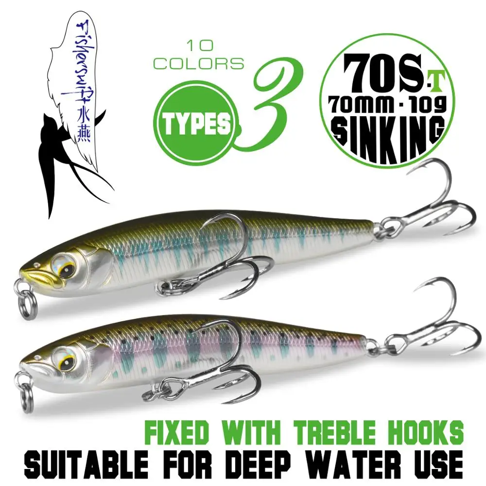 70mm10g المتذبذب غرق إغراء Stickbait أسماك الصيد إغراء المتداول 4.3 جرام العائمة قلم رصاص إغراء صيد السمك لصيد الأسماك باس البحر #3