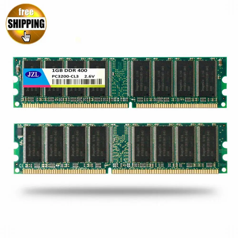 JZL Memoria PC-3200 DDR 400MHz / PC3200 DDR400 / DDR1 400 MHz DDR400MHz 1GB LC3 184-PIN Desktop PC DIMM Memory RAM For AMD CPU