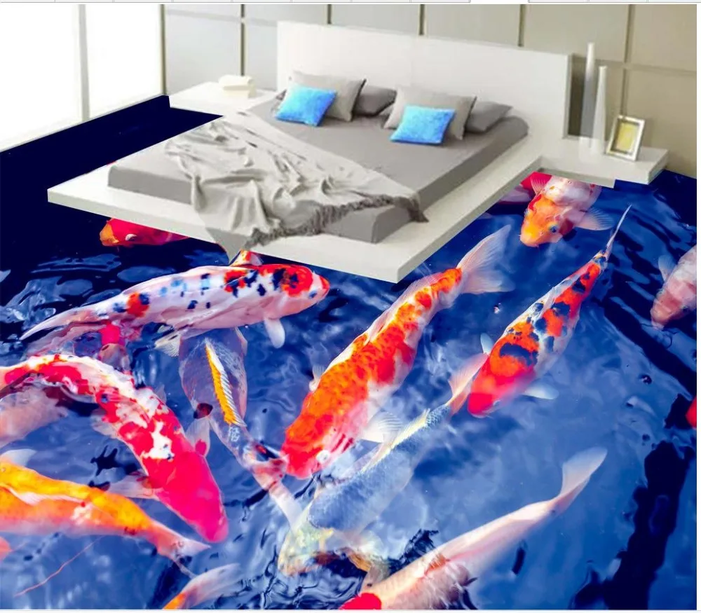 

Floor wallpaper 3d for bathrooms 3d floor wallpapers Fish Custom Photo self-adhesive 3D floor