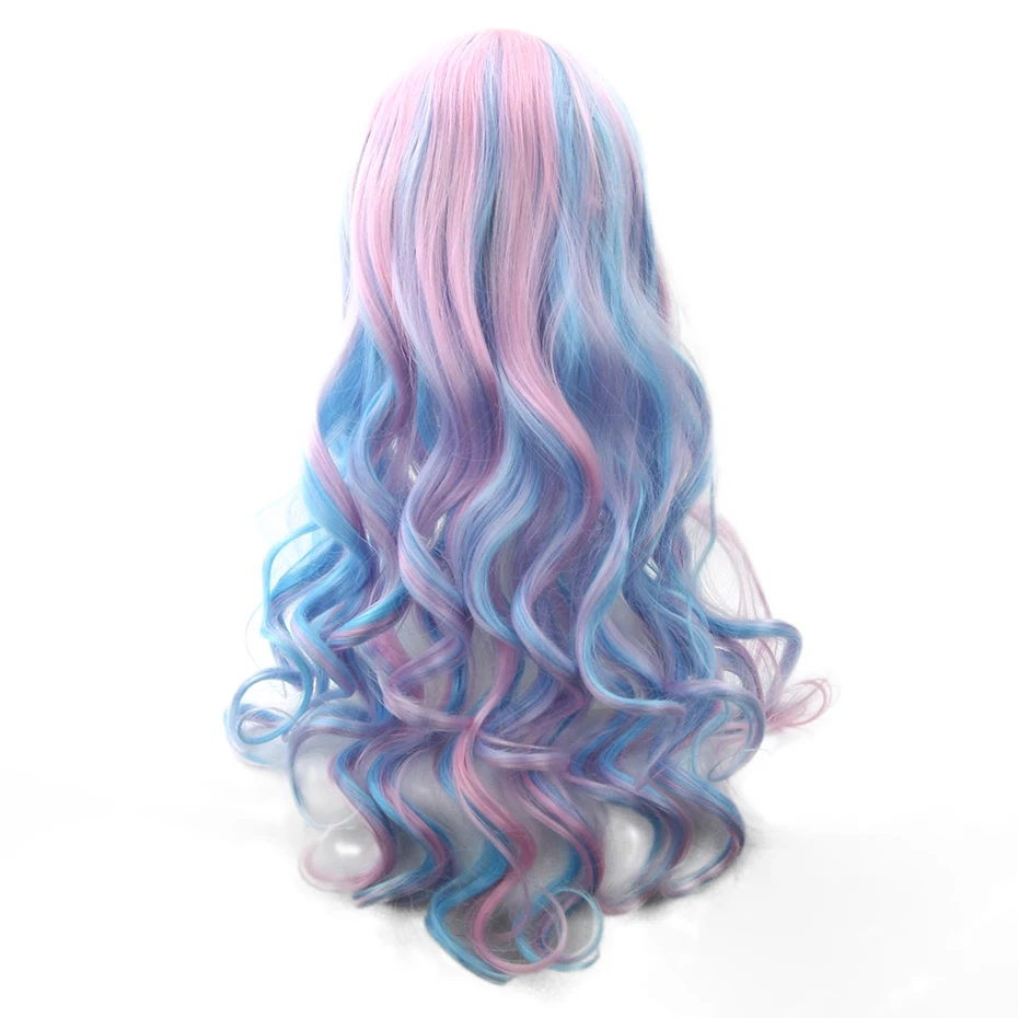 Soowee-Pelucas de fibra de alta temperatura para mujer, pelo sintético de 70cm de largo, Color degradado, rosa y azul, para Cosplay