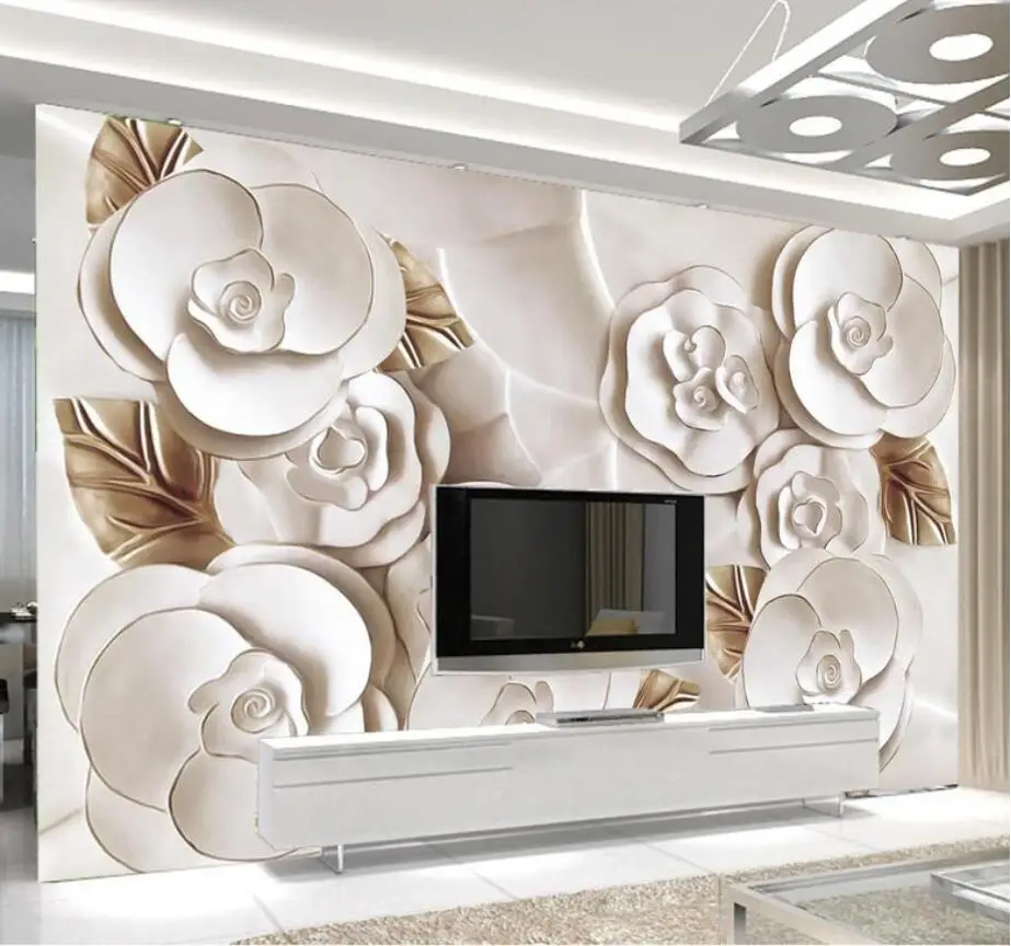 

beibehang Custom wallpaper 3d relief flower TV background Home Decor Living Room Bedroom Sofa Background wall Mural 3d wallpaper