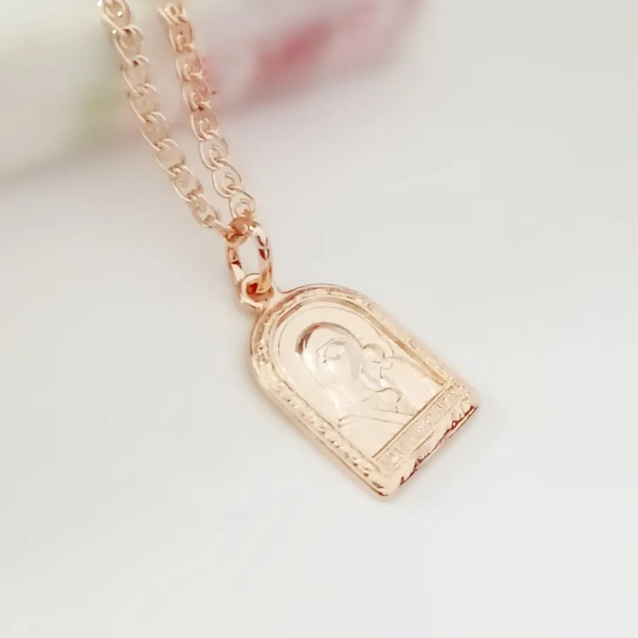 585 Gold Pendants Mother and Son Religious Orthodox Pendant Women Men Jewelry 585 Rose Gold Color Necklace Pendants Women