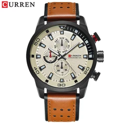 CURREN Casual Wrist Watch Analog Military Sports Men Watch Leather Strap Quartz Male Clock Relogio Masculino Reloj Hombre