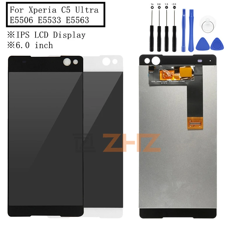 For Sony Xperia C5 Ultra LCD Display + Toush Screen Digitizer Assembly Replacement Repair Spare Parts C5 Ultra E5533 E5563