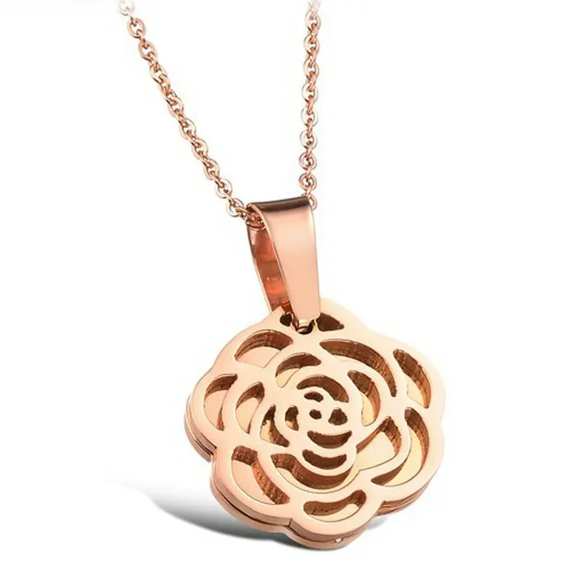 Stainless steel  rose gold fashion Hollow out pattern rose gold  titanium steel necklaces  Pendent Necklace, 10pcs/lot