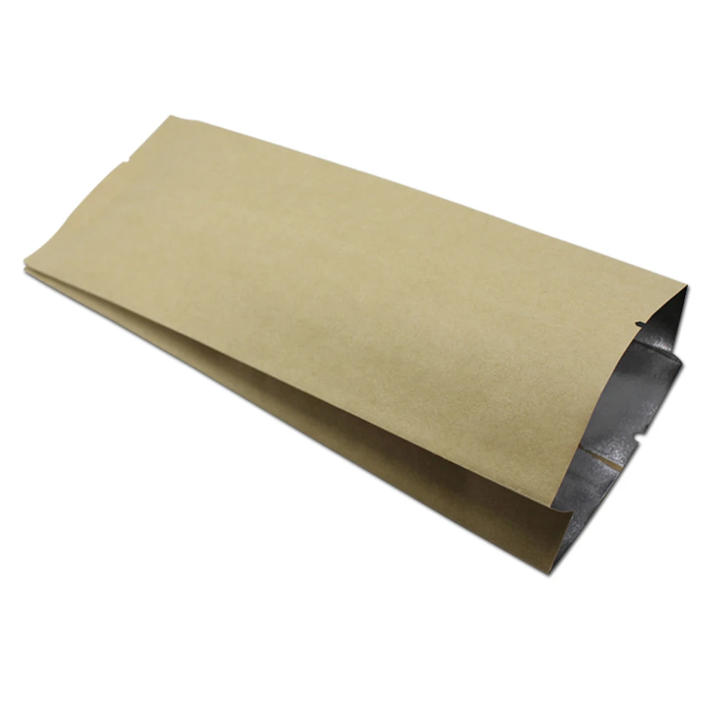 

50Pcs/ Lot Open Top Side Gusset Kraft Paper Aluminum Foil Bellows Pocket Organ Bag Vacuum Heat Seal For Food Storage Packaging