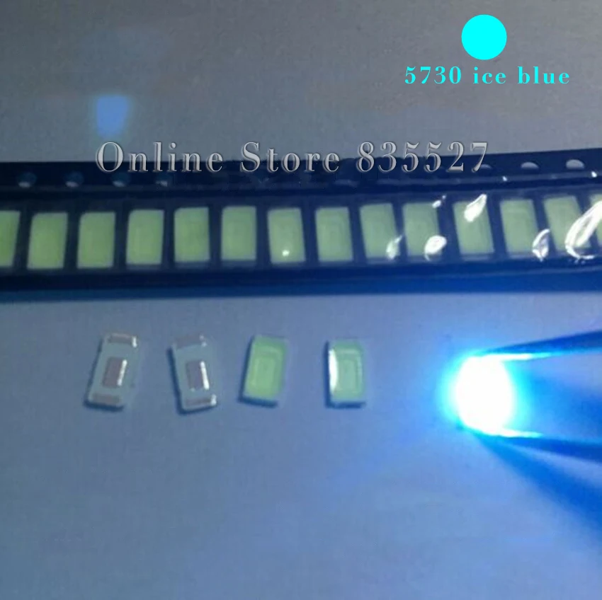 100pcs/lot LED 5730 SMD lamp beads high brightness 0.5W ice blue light-emitting diode