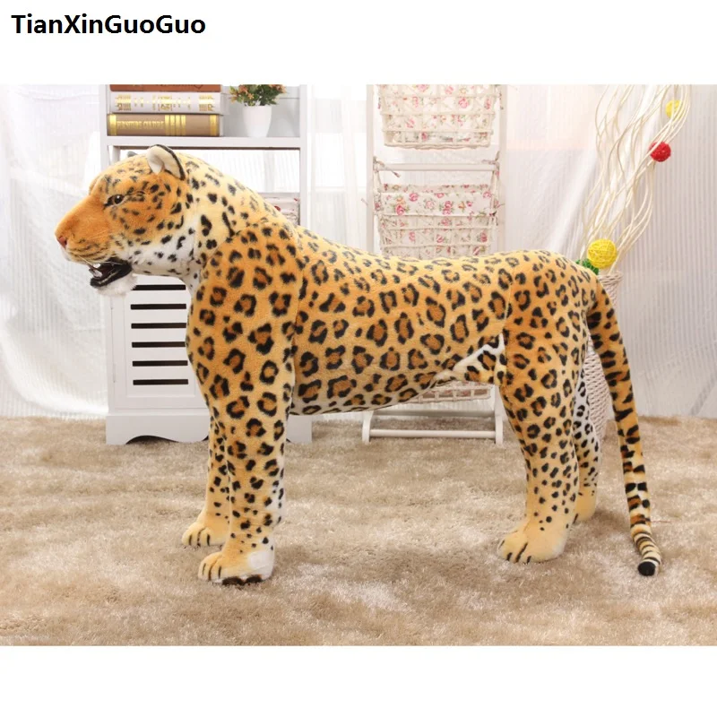 

simulation leopard plush toy large 110x75cm standing leopard doll can be rode, birthday gift s0474