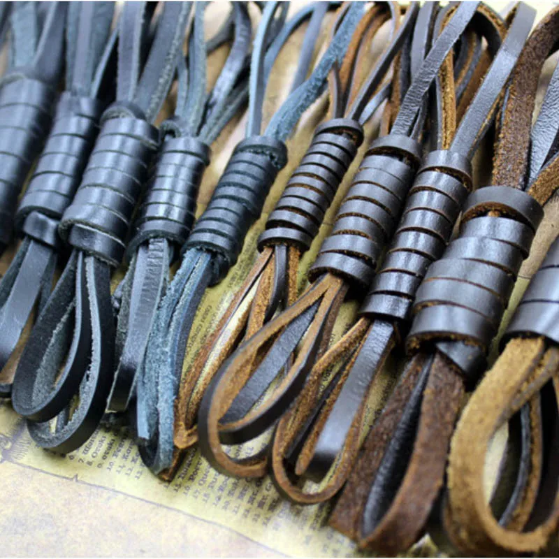 2m/lot 2-10mm Flat Genuine Cow Leather Cord Fashion Jewelry Findings Black Leathers DIY Leather Product Bracelet Necklace Making