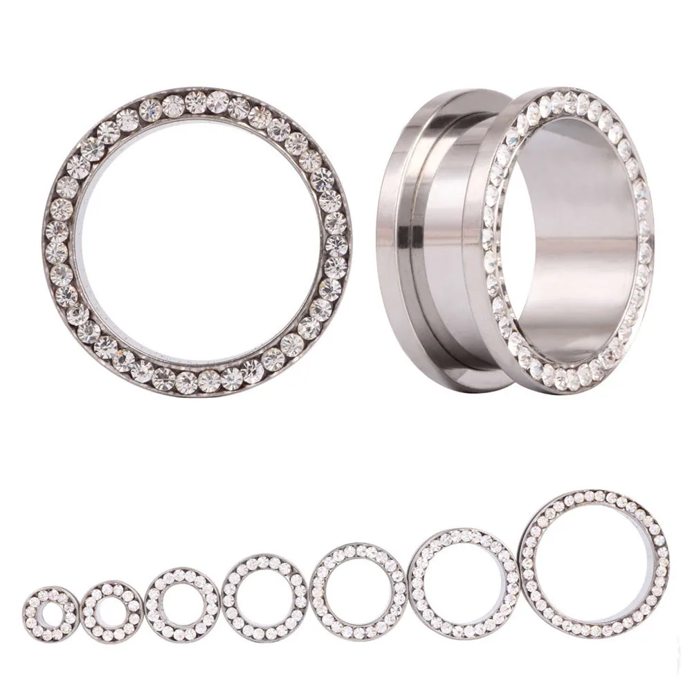2 szt./lot Kryształowe tunele do uszu na śrubkę, rozciągacze do uszu, zestaw do rozciągania, piercing, tunele do ciała, ekspandery do uszu, pręty 3~25mm