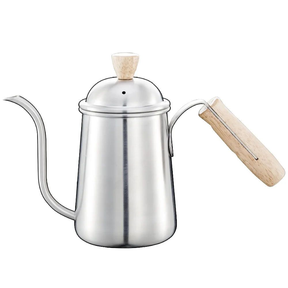 650ml 304 stainless steel coffee pot with wooden handle long spout drip coffee kettle/drip coffee pot/drop coffee tool