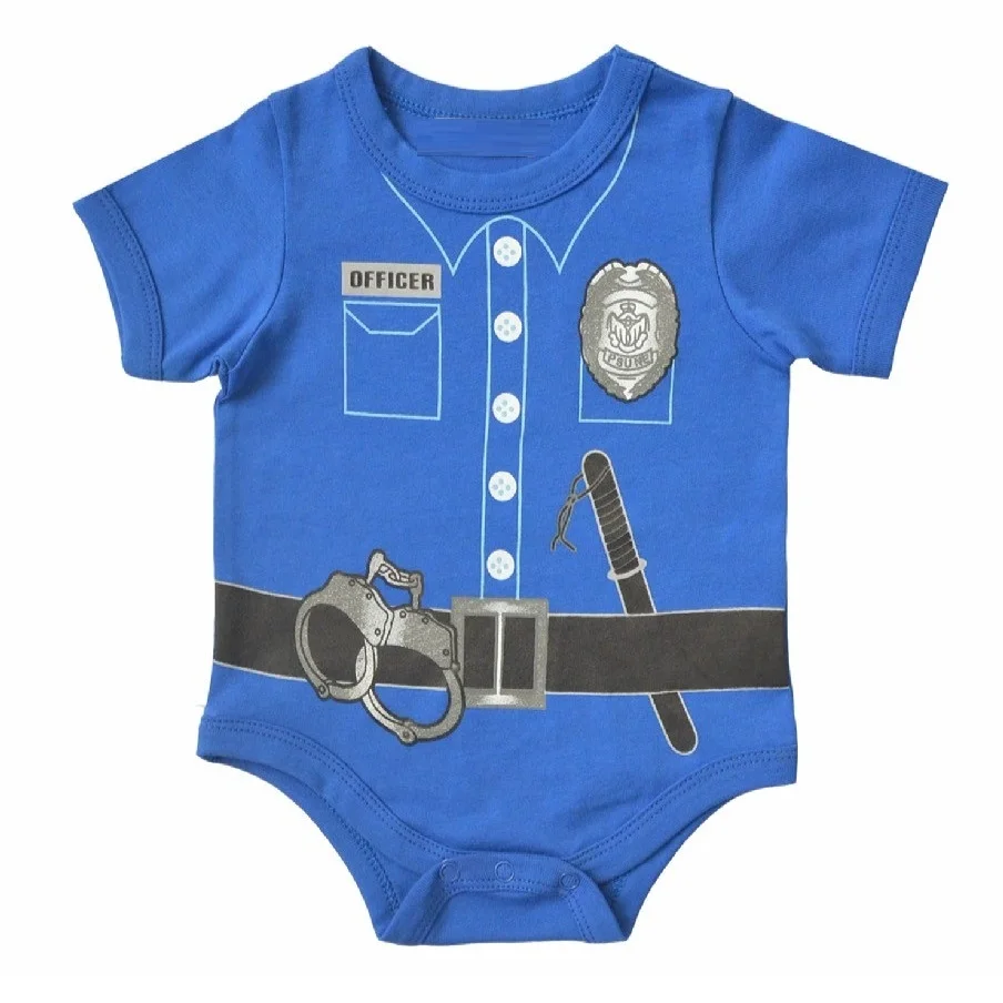 Fashion Baby Boys Clothing Bodysuits Baby Girl Bodysuit Short Fire Rescue Fireman Costumes Top Quality baby summer jumpsuit