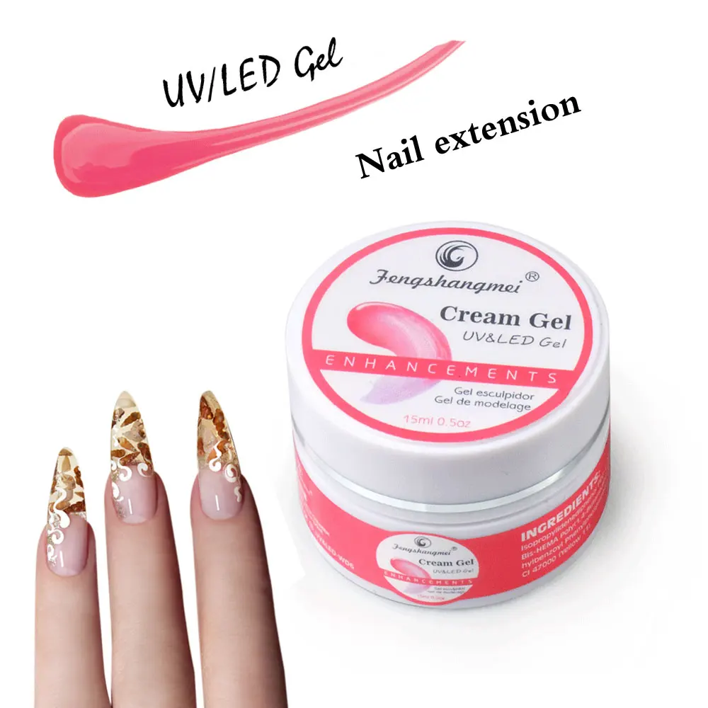 15g Cream Gel For Nail Extension Colors Jelly Gel Nude Pink White Camouflage Strong Led UV Gel Building Pure Art Gel