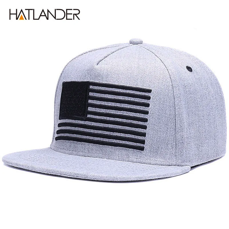 [HATLANDER] Raised flag embroidery cool flat bill baseball cap mens gorras snapbacks 3D flag hat ourdoor hip hop snapback caps