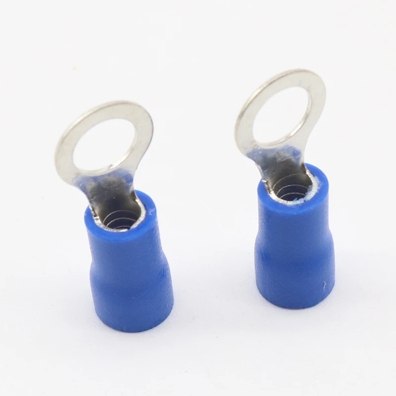RV2-5 Blue Ring Insulated Wire Connector Electrical Crimp Terminal Cable Connector Wire Connector 100PCS/Pack RV2.5-5 RV
