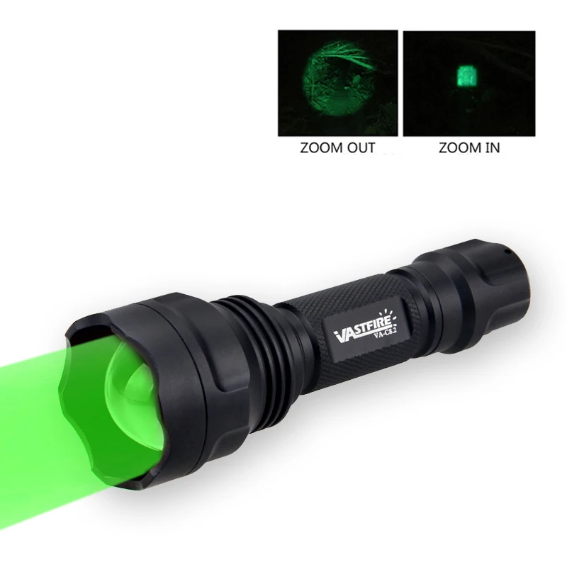 Upgrade New Tactical Green/Red/White Hunting Torch Zoomable Flashlight 250-300 Yards 1 Mode Weapon Light LED Lantern