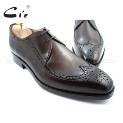 cie Full Brogues Goodyear Welted Custom Handmade Pure Genuine Calf Leather Men's Flats Dress/classic Derby  Dark Coffee Shoe D61