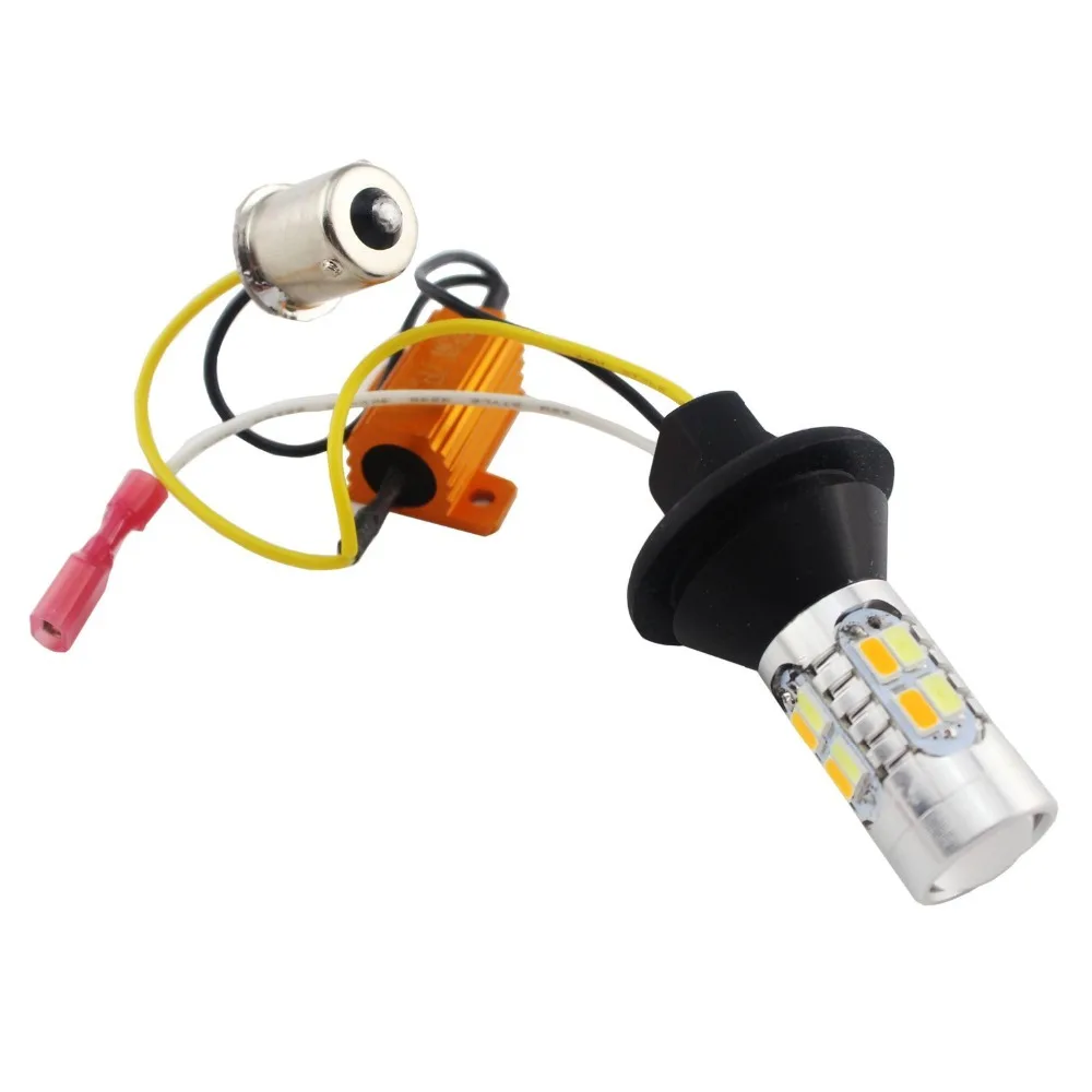 Super Bright 1Set 1156 P21W BA15S 5730 20 SMD White/Amber Switchback LED Bulbs Kit Car Turn Led Signal Head Light S25 Dual Color