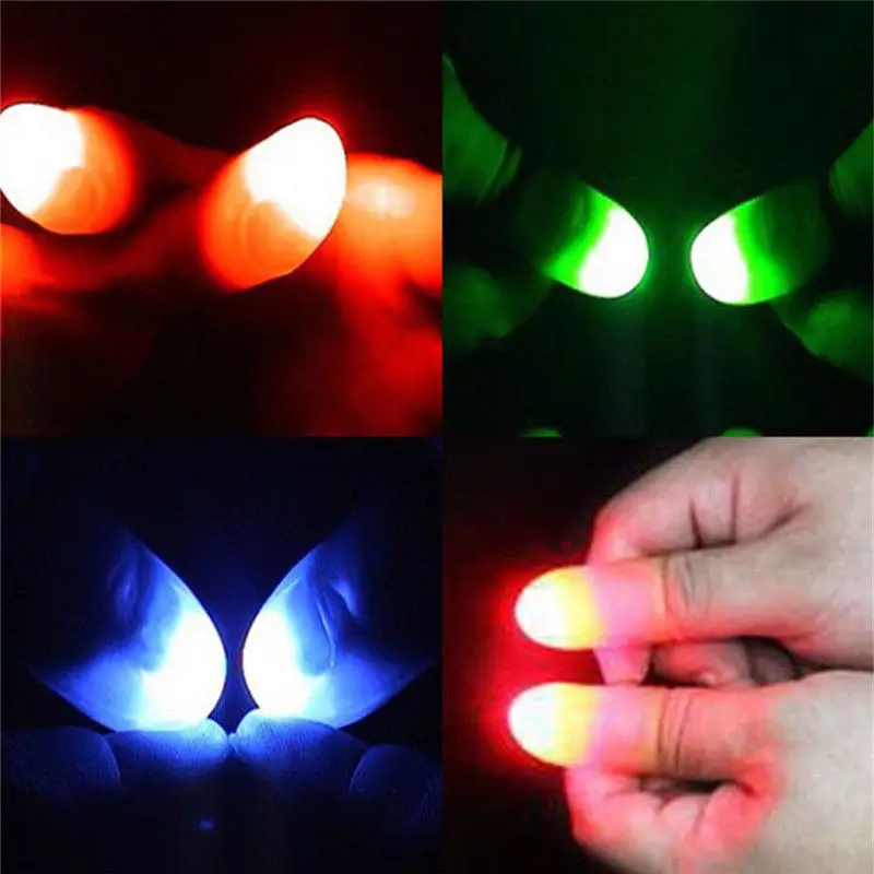 2Pcs(1 Pair)LED Light Flashing Fingers Magic Trick Props Kids Amazing Fantastic Glow Toys Children Luminous Gifts