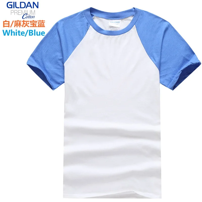 GILDAN 765000 Men 100% Cotton T-shirts Patchwork Short Sleeve T Shirt Mens Tops Tees Basic TShirts Customized Logo Printing