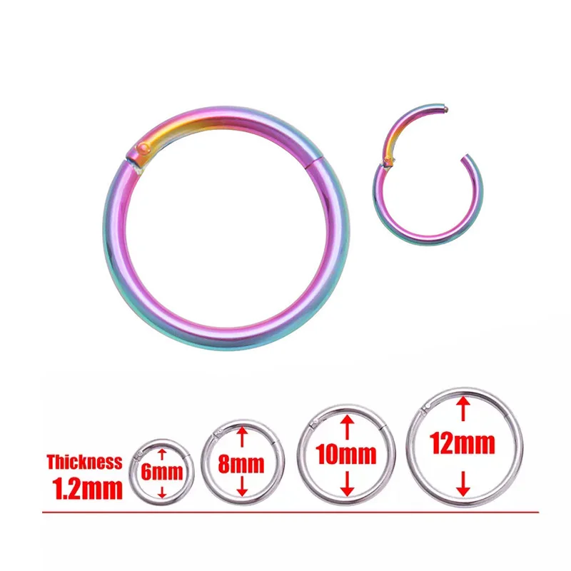 Surgical Steel Stud Earrings Septum Clicker Nose Circle Hinge Segment Ear Helix Tragus Closed Nose Nail Piercing Multiple Colour