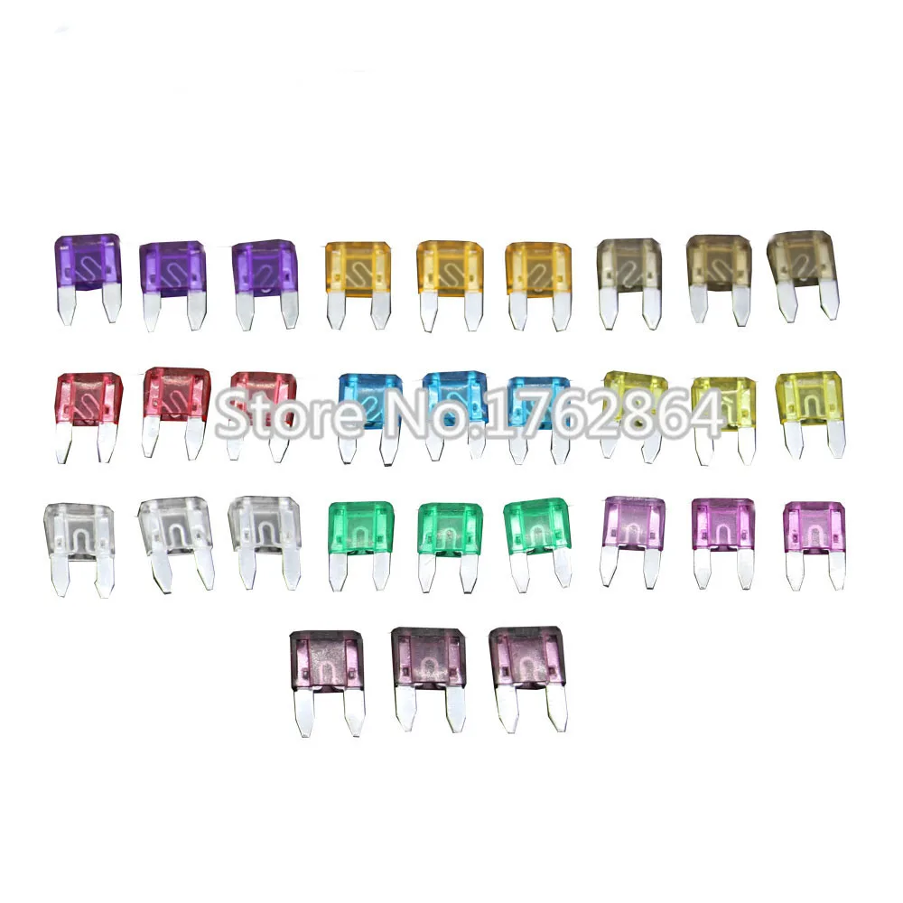 

100PCS 3~40A Small Size Auto fuse, 10pcs for each specification, The fuse Insurance insert Lights Fuse with box and clip