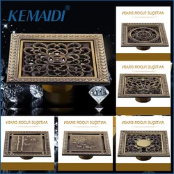 KEMAIDI 12cm Square Floor Waste Grates Bathroom Shower Drain Floor Drain Antique Fltro Ducha Drain Hair Invisible