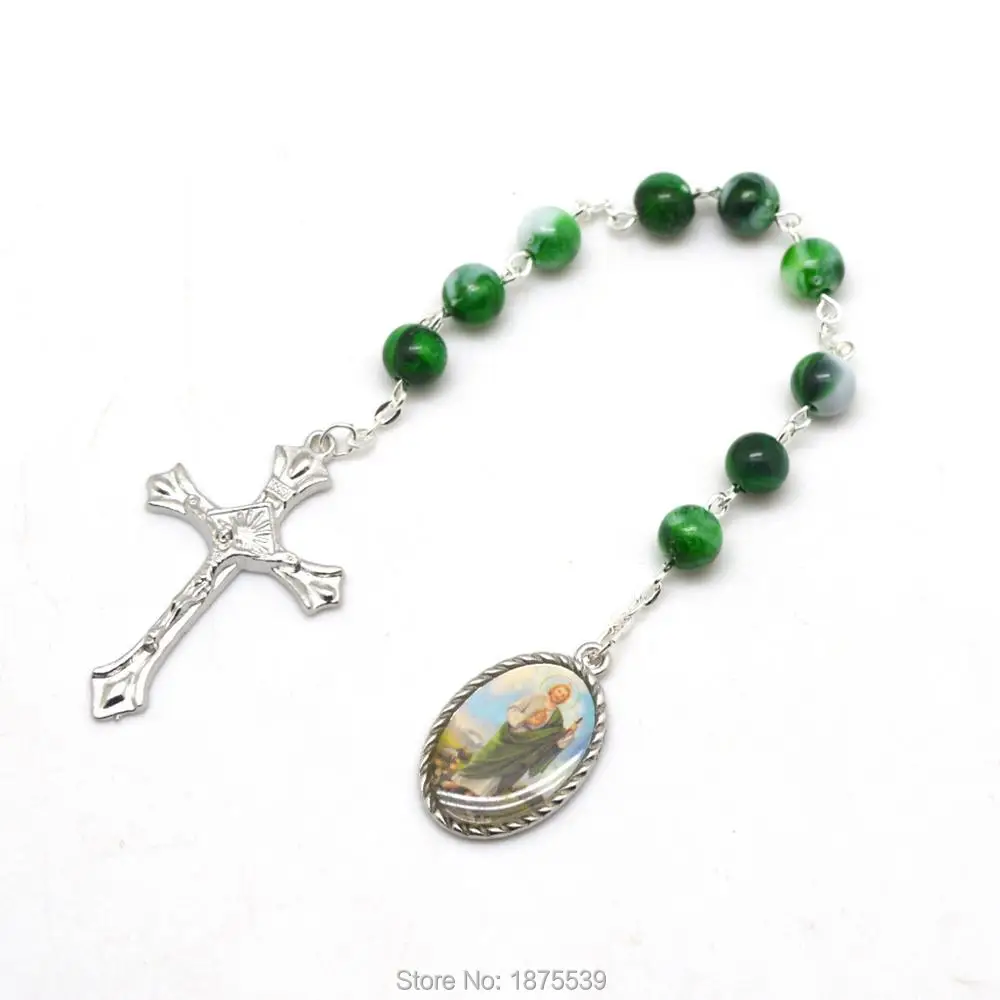 Green Round Acrylic Bead St Jude Rosary Chaplet