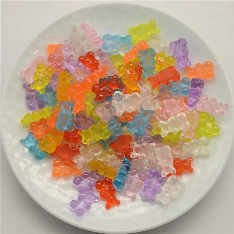 Figurines Miniatures Home Decor Flatback Food DIY Resin Sugar Dollhouse Cute Bear Design 30pcs QQ Gummy Candy Stationery Box