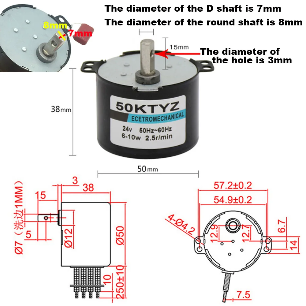 50KTYZ 24V 220V AC Micro Permanent Magnet Electric Synchronous Motor 220V 24V Slow Speed 1 To 120RPM Forward Reverse CW/CCW