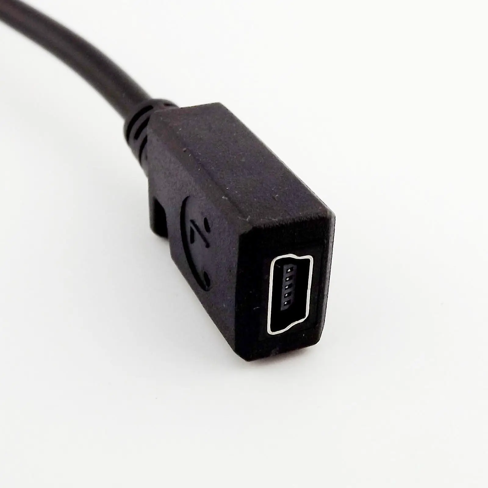 1pcs Black Mini USB 5 Pin Female To Male UP Direction Angle Extension Data Adapter Cable 25cm