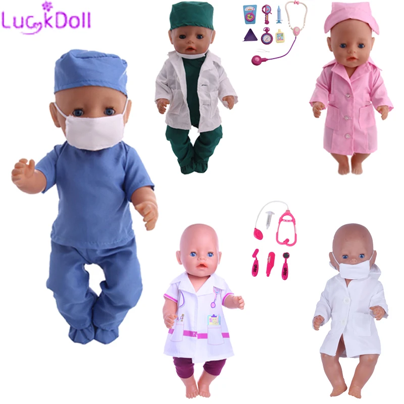 Cotton Doctor Cosplay Suit Fit 18 Inch American&43 CM Baby Doll Clothes Accessories,Girl's Toys,Generation,Birthday Gift