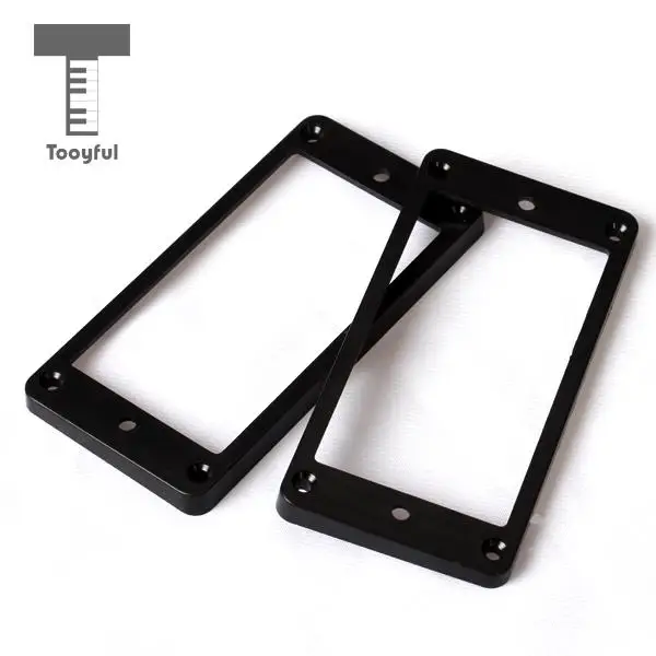 Tooyful 2Pcs Plastic Flat Metal Humbucker Pickup Frame Mounting Ring Accessory 4mm Thick Black for LP Electric Guitar Wholesales