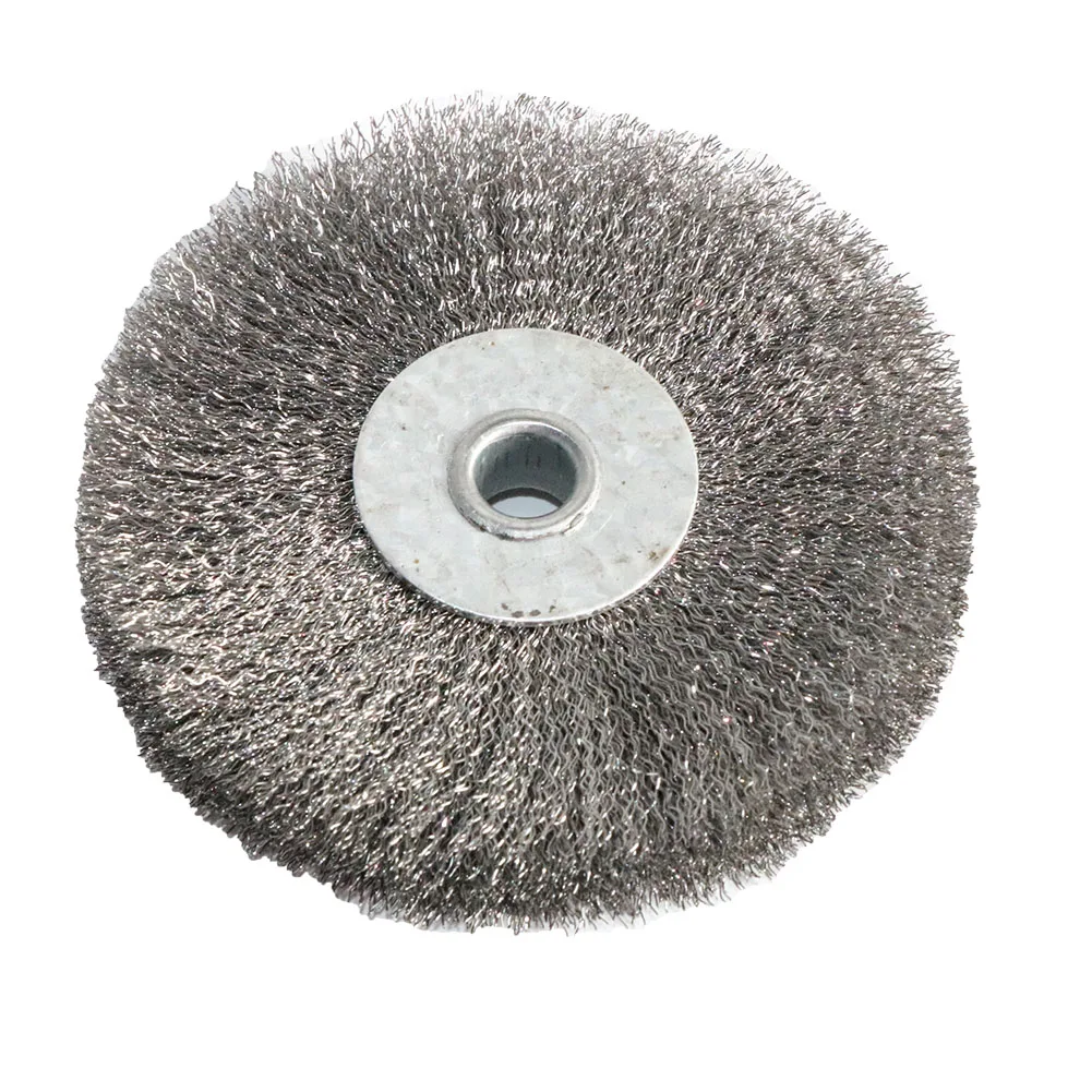 Imagem -02 - Wire Wheel Brush For Metal Derust Wood Deburring Flat tipo Polishing Tool Bench Grinder Polishing in in 10 mm 16 mm 1pc