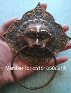 Chinese Bronze Foo Dog Lion square Door Knocker