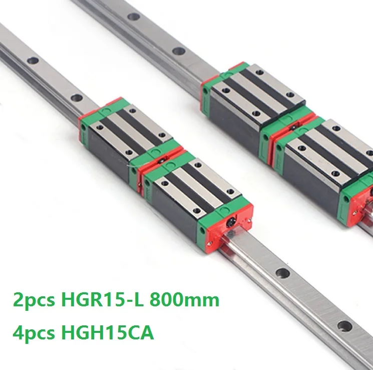 

2pcs Linear Guide Rail HGR15 -L 800mm + 4pcs HGH15CA Linear Narrow Sliding Blocks For CNC Router China made