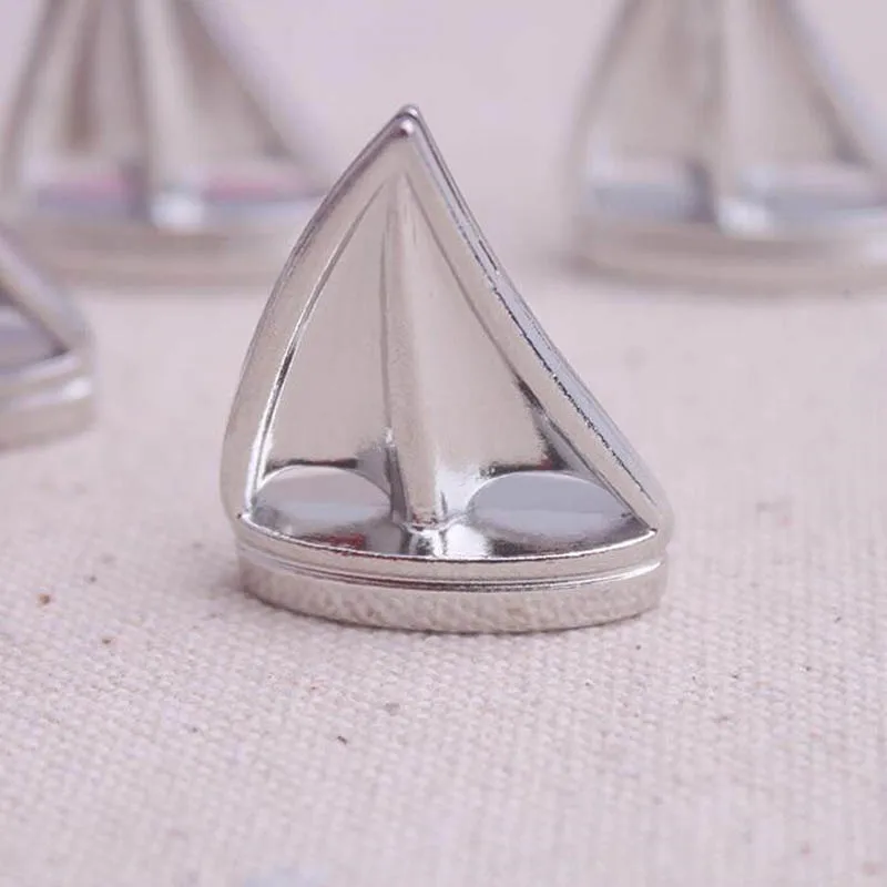 100Pcs Silver Sailing Boat Name Card Holder Party Table Decoration Metal Wedding Place Card Holder Wedding Supplies ZA1215