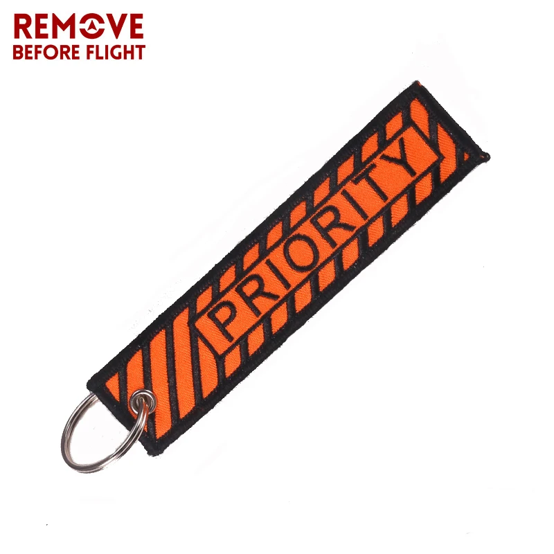 50PCS New Key Chain Striped Key chaveiro para carro Remove Before Flight Embroidery Priority Keychain Fob Pull To Eject Chains