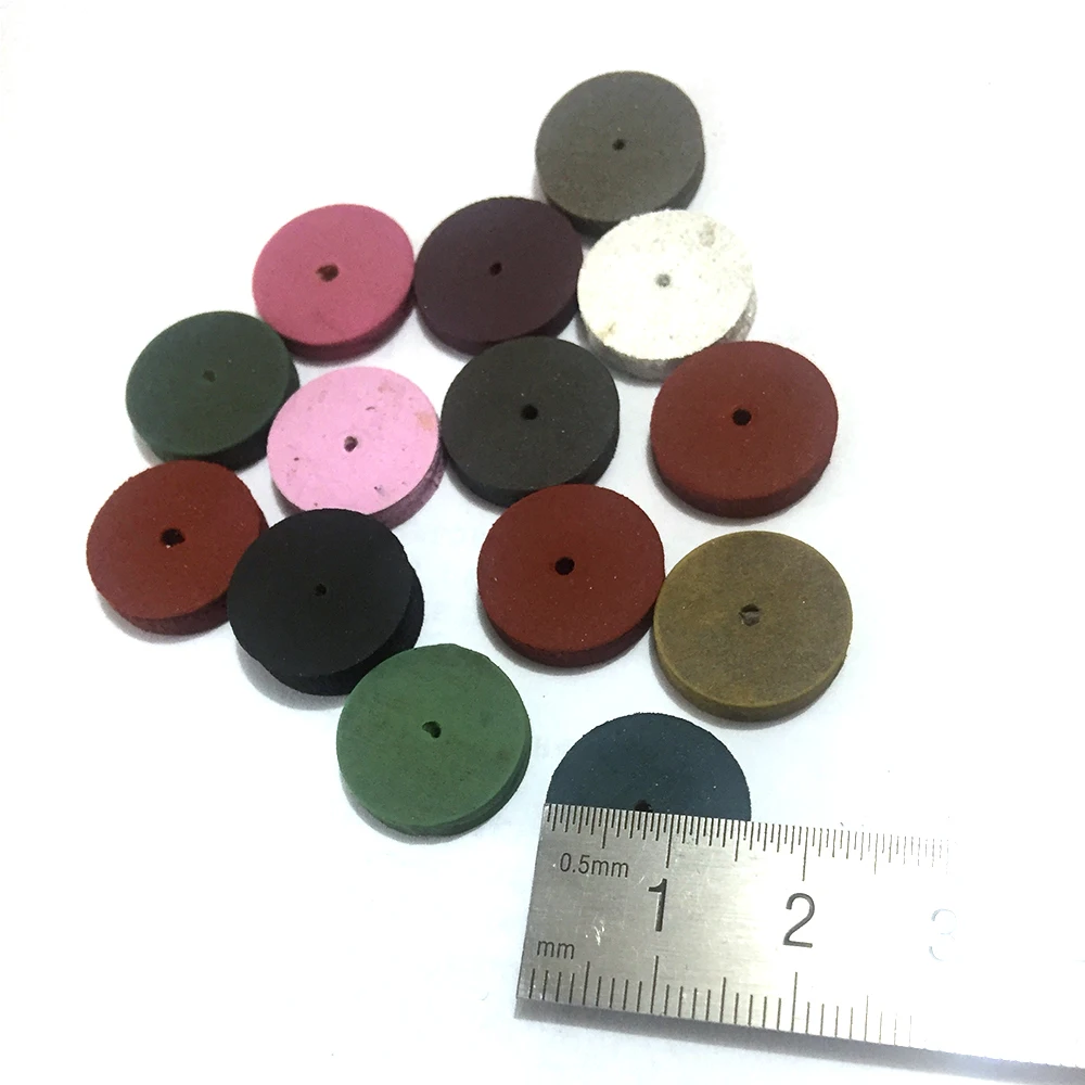 10PCS Flat Rubber Wheel Mixed Color Diamond Coarse Polish Round Abrasive Tool Accessories for Dremel Rotary Tools 15mmX3mm